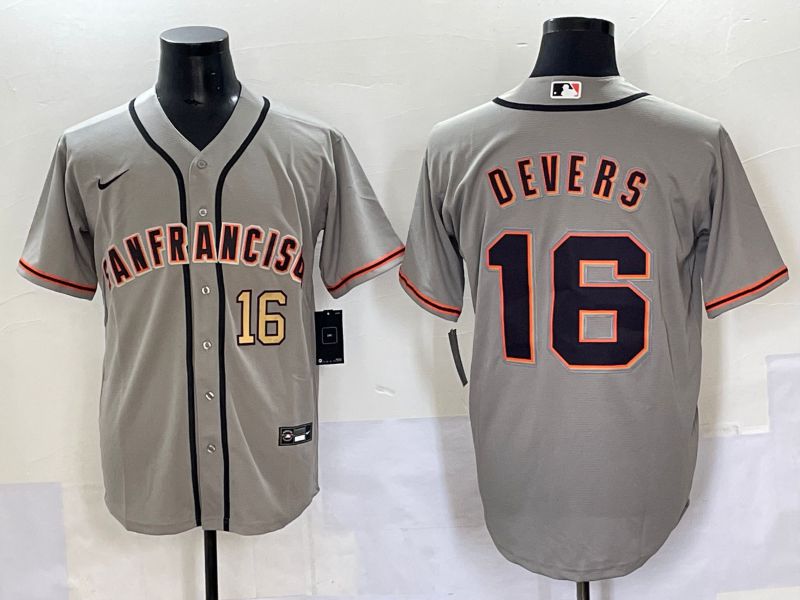Men 2025 San Francisco Giants 16 Devers Grey Game Nike MLB Jersey style 11